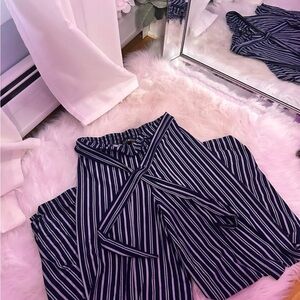 Derek Heart Navy and White Striped Wide Leg Pants